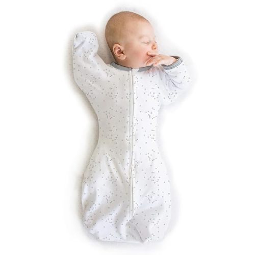 Amazing Baby Transitional Swaddle Sack, Arms Up Half-Length Sleeves & Mitten Cuffs, Swaddle for Newborn Transition to Baby Sleep Sack Wearable Blanket, Small, 0-3 month, 6-14 lb, Sterling Confetti