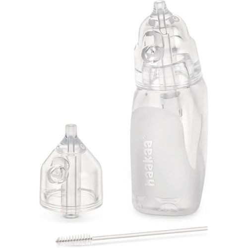 haakaa Silicone Baby Nasal Aspirator| Safe Baby Nose Cleaner| Easy-Squeeze Nose & Ear Bulb Syringe with Brush|0m+ Newborn Toddler -Transparent, Penguin