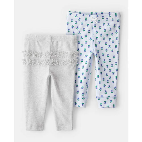 Baby 2-Pack Floral Pull-On Pants - Grey/Blue - Carter's | Carter's