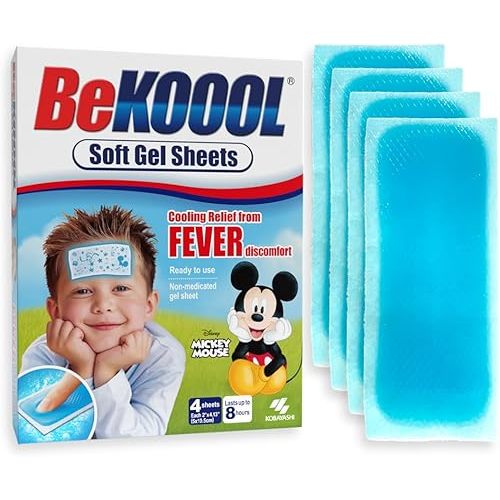 BEKOOOL Soft Gel Sheets for Kids for Cooling Relief from Fever discomfort | 4 Count