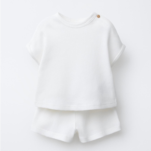 PLAIN WAFFLE T-SHIRT AND BERMUDA SET - Oyster-white | ZARA United States
