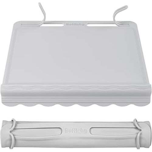 Silicone Placemats for Baby & Kid, Eating Mat with Teething Edge Bumper, Rollable Travel Baby Mat with Built-in Rope, All-in-One Travel Mat for Dining and Activities On-the-Go, BPA Free, 12"x11", Gray