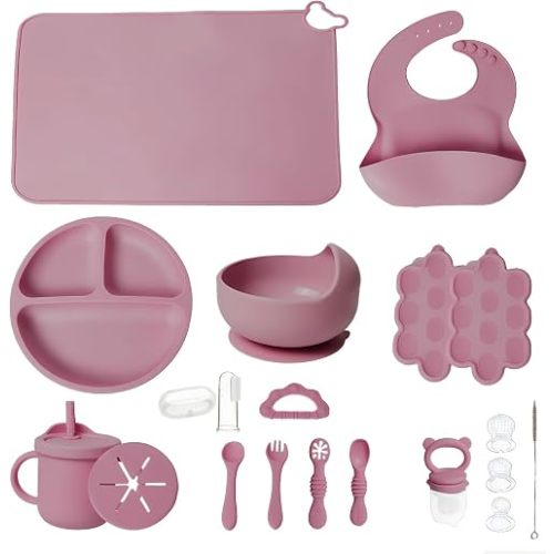 JVEOO 19 Pcs Silicone Baby Feeding Set Eating Essentials for Newborn