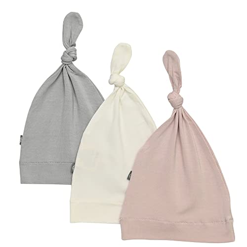 KYTE BABY Rayon Made from Bamboo Baby Beanie Hats - Super Soft Knotted Caps Available in Pattern and Solid Colors - 3 Pack