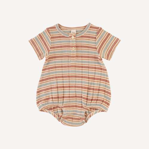 short sleeve henley bubble | multi stripe | organic cotton multi rib – kate quinn
