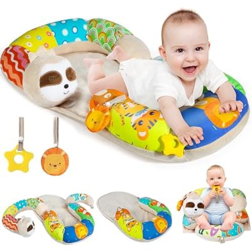 URMYWO Tummy Time Activity Mat - Cozy Tummy Time Mat for Newborn 0-12 Months, Breathable Soft Infant Baby Sit Me Up Floor Seat Early Sensory Development Play Toys Baby Registry Research Shower Gifts