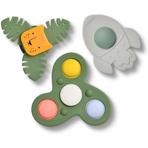 Silicone Suction Cup Spinner Toy for Babies&Toddlers – Food-Grade Safe & Fun Sensory Toy for Teething & Play – Perfect Baby Bath, High Chair & Travel Toy, Ideal Baby Gift for 1-3