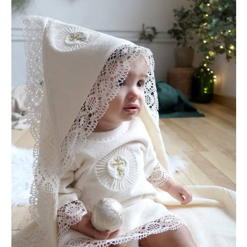 Christening Gown | Baby Boy Girl Baptism Outfit | Warm Terry Cotton Robe | Cross Embroidery Dress - Etsy