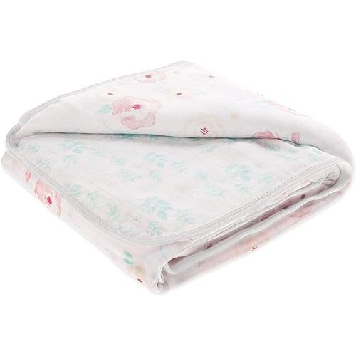 aden + anais Essentials Dream Blanket, Muslin Baby Blankets for Girls & Boys, Ideal Lightweight Newborn Nursery & Crib Blanket, Shower & Registry Gift, Full Bloom - Roses