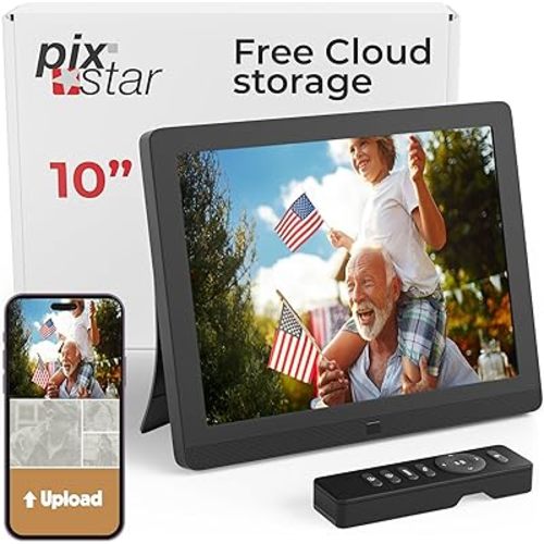 PixStar 10 inch Digital Frame WiFi | Free Unlimited Cloud Storage | Motion Sensor | Highly giftable for Grandparents | IPS Display | Easy Setup Digital Photo Frame | Electronic Picture Frame