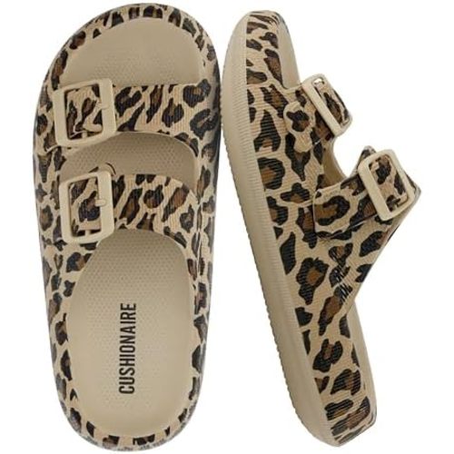 CUSHIONAIRE Fame Pillow Recovery Sandals for Women, Adjustable Double Buckle Waterproof EVA Cloud Slides for Women