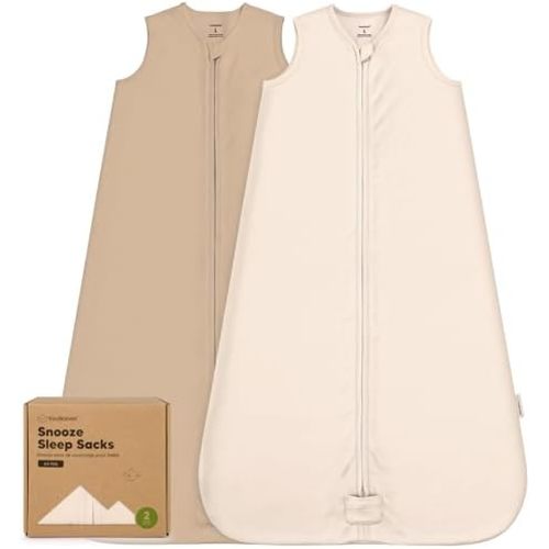 2-Pack Baby Sleep Sacks, Zipper Wearable Blanket,100% Cotton (Ecru, L)