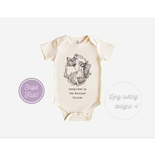 Handpicked by Woodland Fairies Baby Onesie®, Fairytale Bodysuit, Fantasy Onesie®, Fairy Toddler Shirt