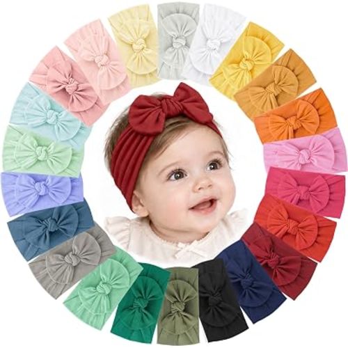 Jesries 22 Pcs Baby Headbands, Baby Girl Bows, Stretch Nylon Hairbands