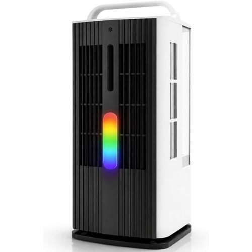 Portable Air Conditioner with Remote Control, 1700ml Evaporative Cooler with 7 Color LED Lights, 120° Oscillating Mini Air Conditioner with 3 Speeds & 7H Timer for Bedroom, Office Indoor Use