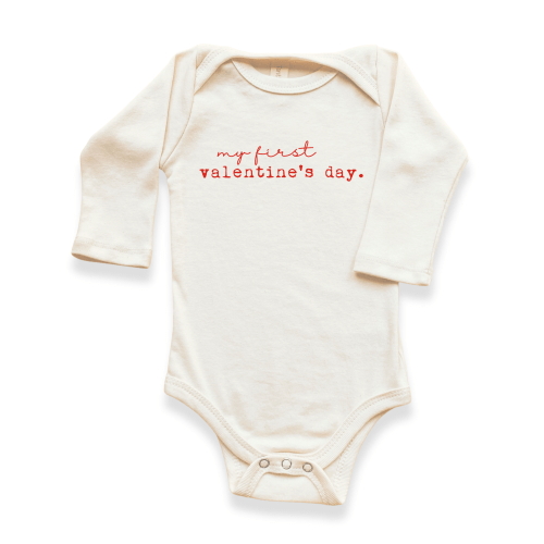 My First Valentine's Day Organic Baby Bodysuit Long Sleeve 6-12M