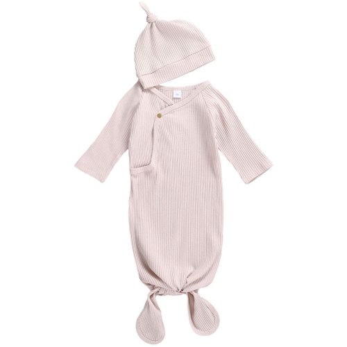Knotted Baby Gowns Newborn Coming Home from Hospital Outfit - A Pink - 0-6 Months