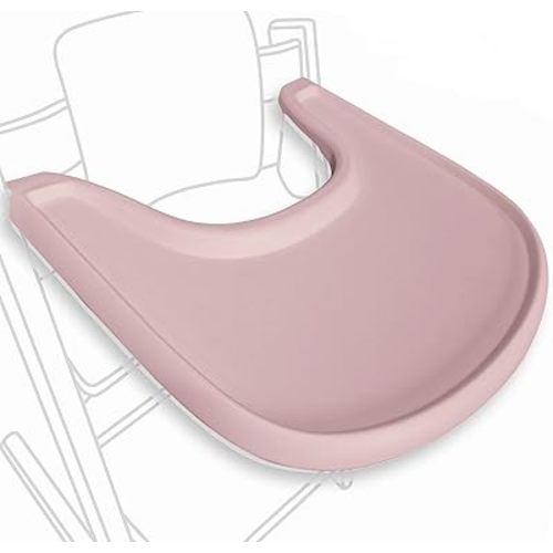 High Chair Tray Compatible with Stokke Tripp Trapp Chair – Matte Dusty Pink – NO Suction Plate Feature – Ergonomic Curved Design – BPA-Free, Easy to Assemble