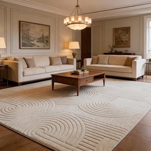 Brown 5x7 Solid Color Area Rugs – Washable Living Room Rug, Modern Geometric Non-Slip Indoor Carpet with Soft High-Low Pile, Fluffy Floor Rugs for Bedroom, Kids Room, Nursery, Home Décor