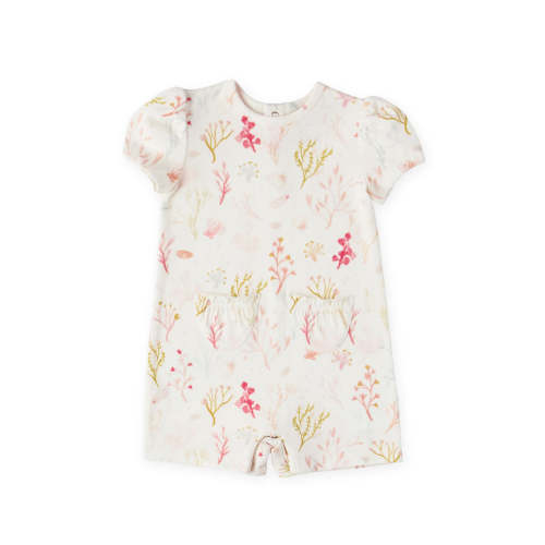 Short Sleeve Puff Romper - Sea Bloom
