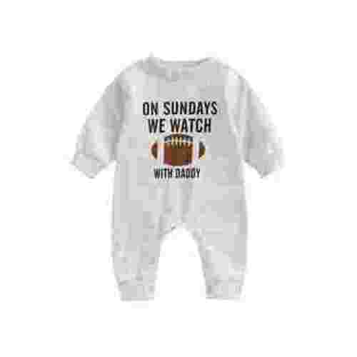 Newborn Infant Baby Boy Girl On Sundays We Watch Football with Daddy/Mommy Onesie Romper Jumpsuit Baby Football Outfit