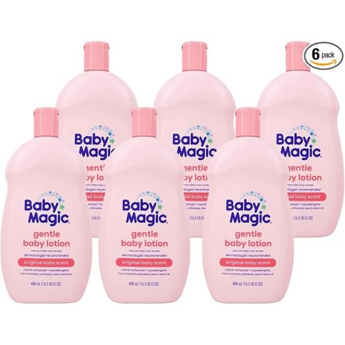Baby Magic Gentle Baby Lotion | 16.5 Fl Oz (Pack of 6) | Vitamins & Aloe, Pink (705544), Original Baby Scent