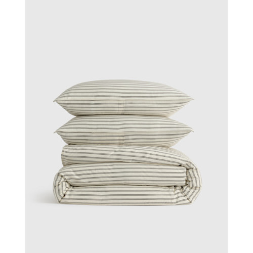 100% Organic Bamboo Viscose Duvet Cover Set in Double Stripe Espresso