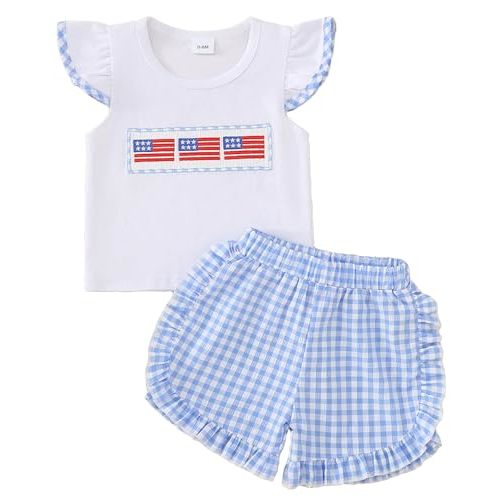 Yvowming Toddler Baby Girl Clothes Outfits,Summer Ruffle Ribbed Flower T Shirt Shorts Set Clothes for Girls