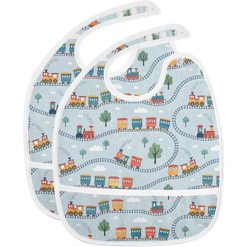 Cartoon Playful Trains Baby Bibs 1 Pack for Feeding