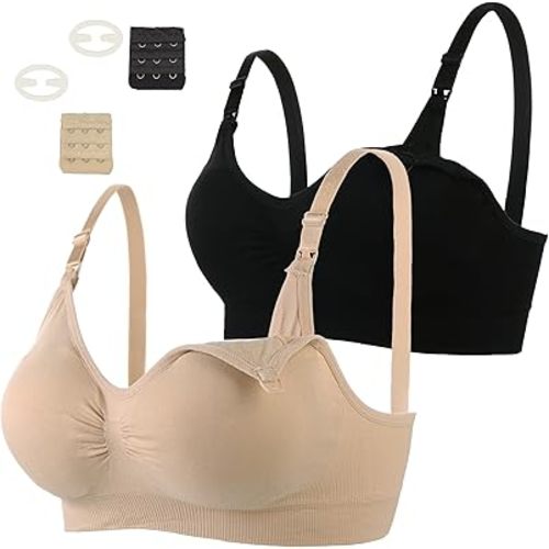 2 Pack Nursing Bras for Breastfeeding Maternity Bra Breastfeeding Wirefree Seamless Pregnancy Bralette for Womens