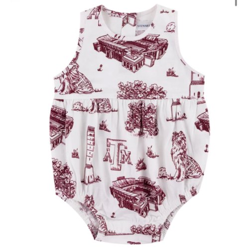 Texas A&M Stewart Simmons Infant Toile Bodysuit - Maroon