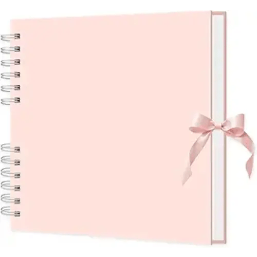 MARCADORUS Pink Scrapbook Album, 8" x 8" Scrap Book 30 Sheets (60 pages), Memory Book & Photo Album for Wedding Guest, Baby Shower, Valentines, Engagement | Scrapbooking Supplies.