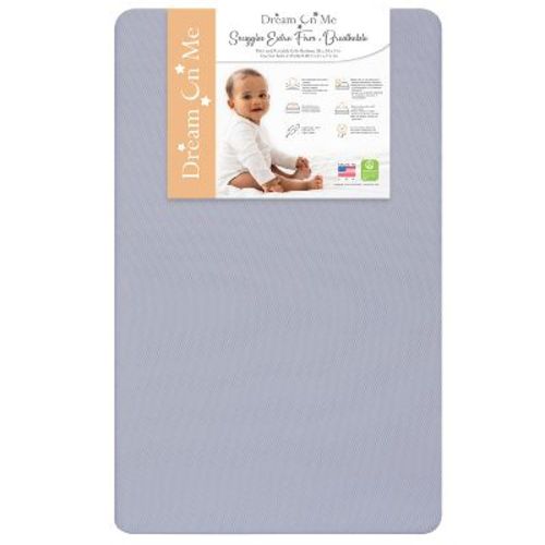 Dream On Me Snuggles Breathable Extra Firm Fiber Portable and Mini Crib Mattress in Blue Mist