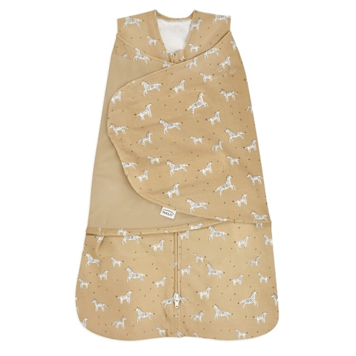 HALO 100% Cotton Sleepsack Swaddle, 3-Way Adjustable Wearable Blanket, TOG 1.5, Serengeti Zebra, Small, 3-6 Months