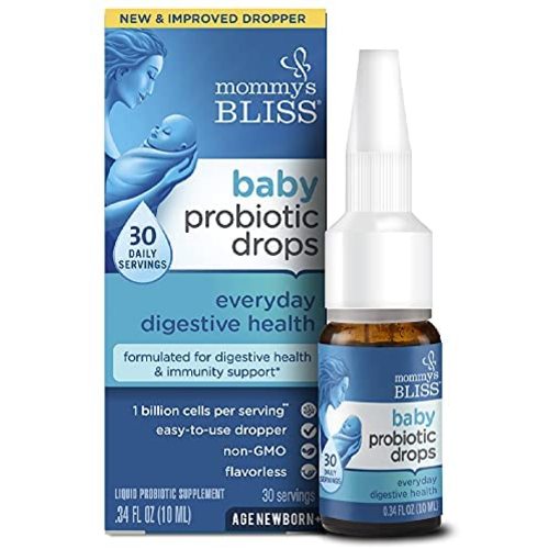 Mommy's Bliss Baby Probiotic Drops Everyday - Gas, Constipation, Colic Symptom Relief - Newborns & Up - Natural, Flavorless, 0.34 Fl Oz
