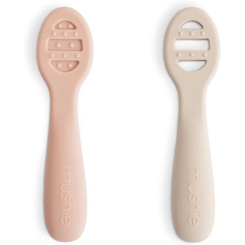 Silicone First Feeding Baby Spoons | 2 Pack (Blush/Shifting Sand)