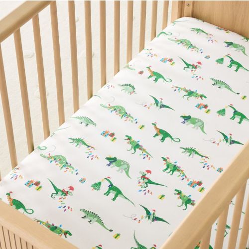 Kids Christmas Dino Crib Fitted Sheet