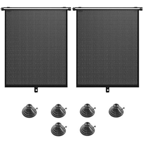 2PCS Car Side Window Sun Shade for Baby/Kids- 18"×14" Retractable Roller Car Window Shade with Suction Cups - Blocks Heat and UV Rays Glare Protection- Baby Travel Accessories for Cars (Black)