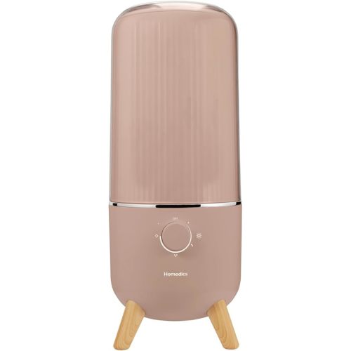 Homedics Ultrasonic Humidifier, Bedrooms and Home Offices, 0.97-Gallon Tank, 45-Hour Runtime, Visible Ultra-Quiet Cool Mist, Aromatherapy, Demineralization Cartridge, Night-Light, Auto-Off, Taupe