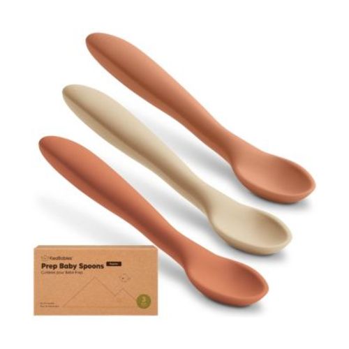 3-Pack Prep Baby Spoons, Silicone Baby Utensils for Self Feeding 6-24 Months, All Stages Baby Feeding Set, BLW Toddler Spoons