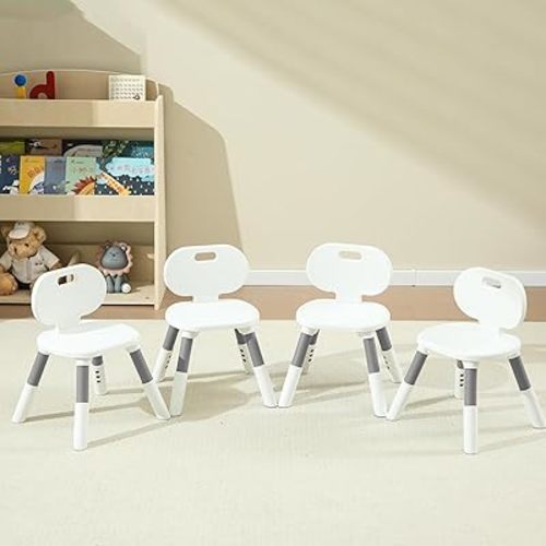 3 Level Height Adjustable Kids Chairs Plastic Preschool Chair Durable and Lightweight Child Chair with a Maximum Load Capacity of 130 pounds Suitable for Day Care, Classroom, and Home (4-Pack Grey)