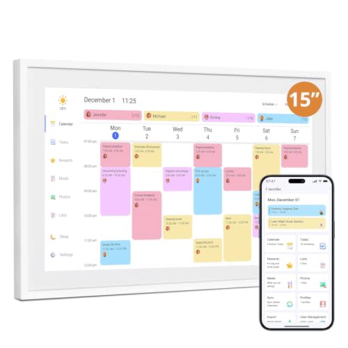Dragon Touch Digital Wall Calendar 15 Inch Touch Screen, Electronic Desk Calendar and Chore Chart for Family Kids Monthly/Weekly Planner, Interactive Touchscreen Display Smart Calender for Home Organization