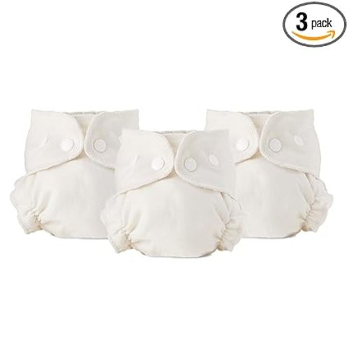 Esembly Cloth Diaper Inner - Organic Cotton Fitted Diaper- Soft, Ultra-Absorbant, Trim-Fitting Layer to Pair with Waterproof Outer for Blowout-Proof Diapering - 3-Pack, Size 2 (18-35lbs)