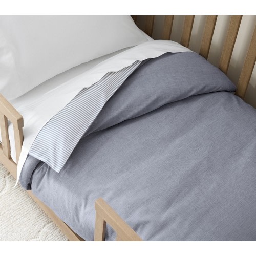 Chambray Reversible Organic Toddler Duvet | Pottery Barn Kids