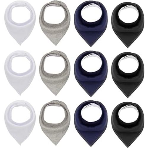 Maiwa Black White Cotton Bandana Snap Drool Bibs for Baby Girls Boys for Drooling eating Teething for 12 Pack