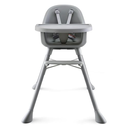 HARPPA 2 in 1 Baby High Chair for Babies and Toddlers, Convertible High Chairs with Removable Double Tray, Waterproof PU Seat Cushion, Anti-Slip Footrest and 5-Point Harness for 6–36 Months, Grey