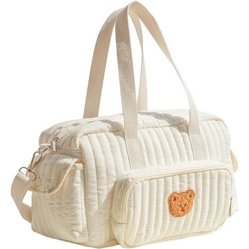 Cute Diaper Tote Bag,Quilted Duffle Bags Kawaii Soft Mommy Hospital Maternity Bag Travel Nappy Storage