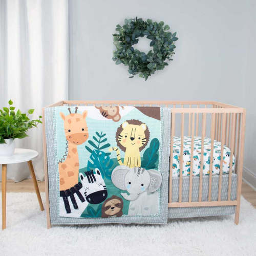 Safari Adventures 3 Piece Baby Crib Bedding Set for Boys & Girls