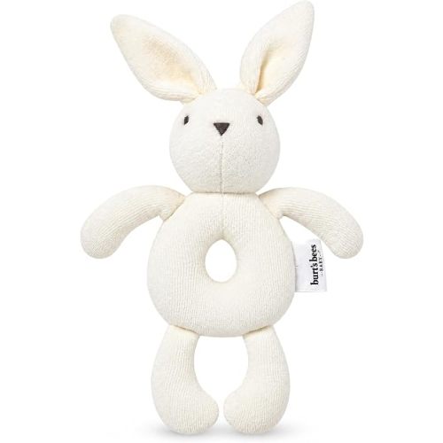 Burt's Bees Baby Unisex Infant Rattle Toy, Nursery Sensory Animal Plush Made with 100% Organic Cotton Shell and Polyester Fill, Sweet Bear, Bunny, or Dog Stuffed Animals for Babies
