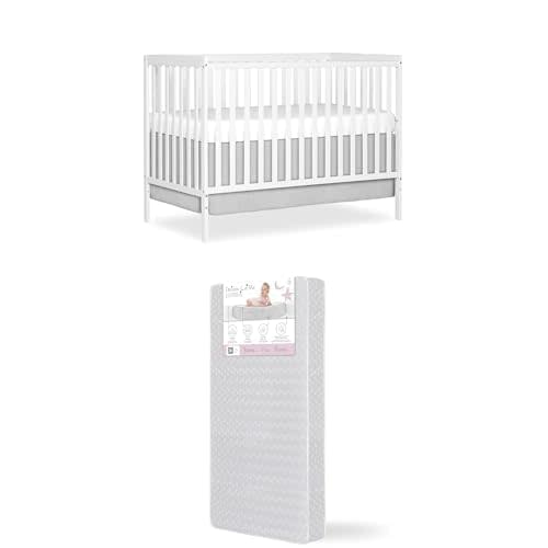 Bundle of Dream On Me Synergy 5-in-1 Convertible Crib & Honeycomb Orthopedic Full Size Crib Mattress, Greenguard Gold Certified, Adjustable Height, Firm Fiber Support, Waterproof Cover